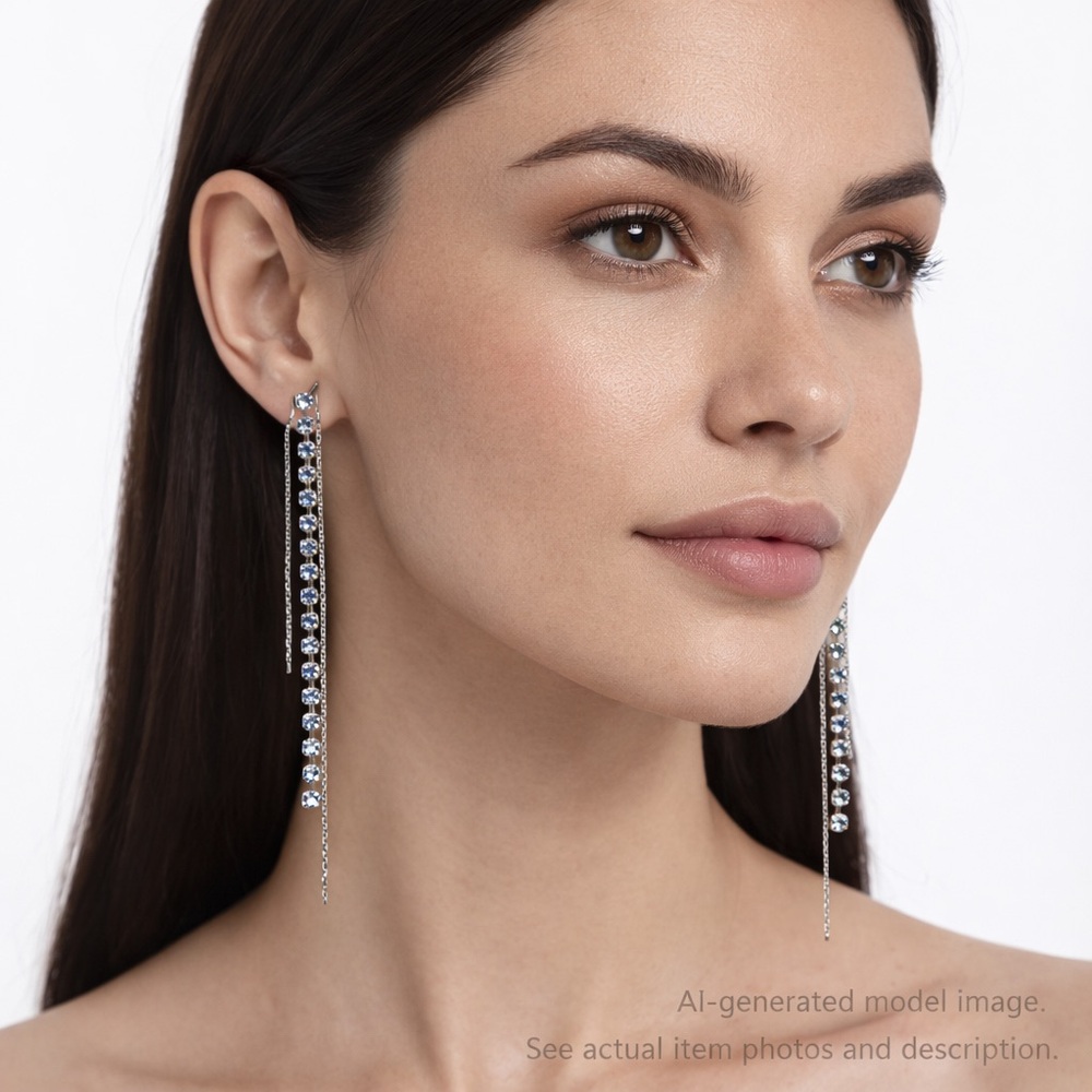 224. GUESS Sparkling Silver Drop Earrings
